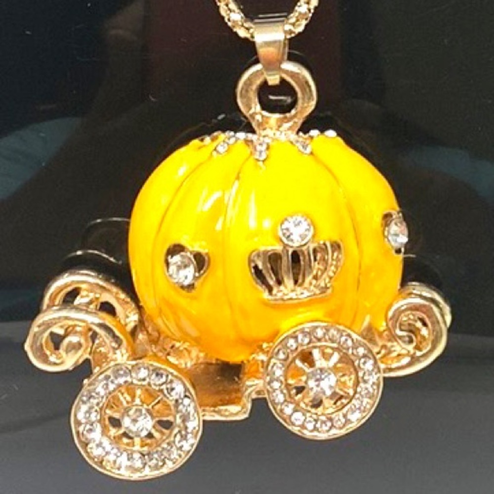 Authentic Betsey Johnson 3D Enamel Yellow Princess Carriage Pendant Neck… - Picture 9 of 9